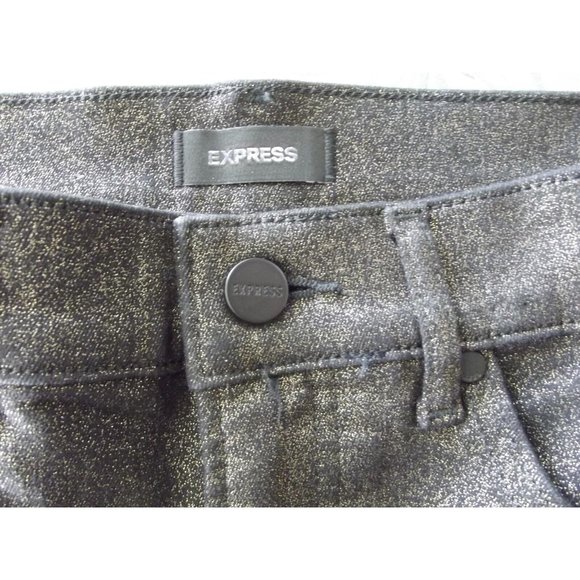 Express Metallic Jeans Womens 0 x26"Inseam Gold Shimmer Straight Super High Rise - Picture 5 of 10